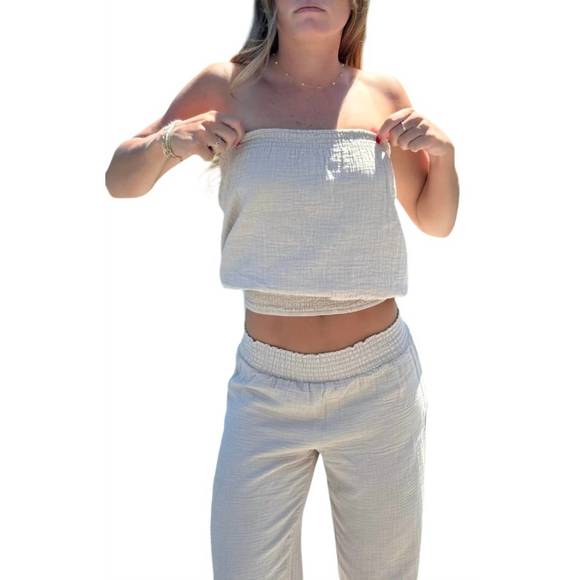 NEW BOBI smocked tube top in sandy - Picture 1 of 4